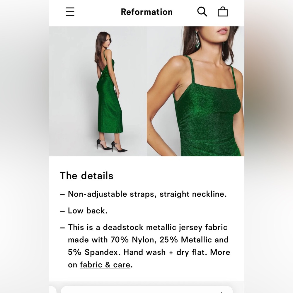 Reformation Emerald Green Midi Dress - Picture 4 of 8